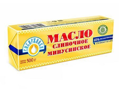 Масло сливочное Минусинское 83% 500г в/в БЗМЖ