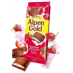 Шоколад Альпен Голд 85г молочный клубника с йогуртом