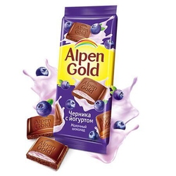 Шоколад Альпен Голд 90г молочный черника с йогуртом