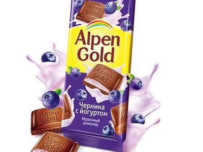 Шоколад Альпен Голд 90г молочный черника с йогуртом